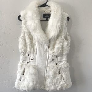 White LA Coalition Faux Fur Vest